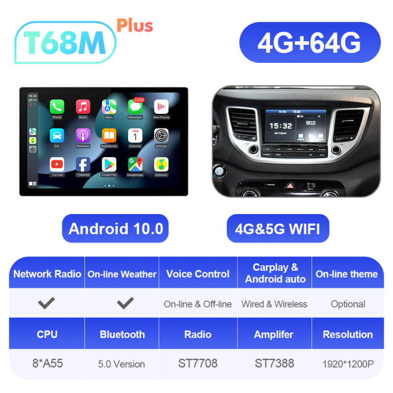 ISUDAR 2K 13.1'' Android Car Multimedia Radio Player For Hyundai/Tucson 3 2015-2018 Carplay