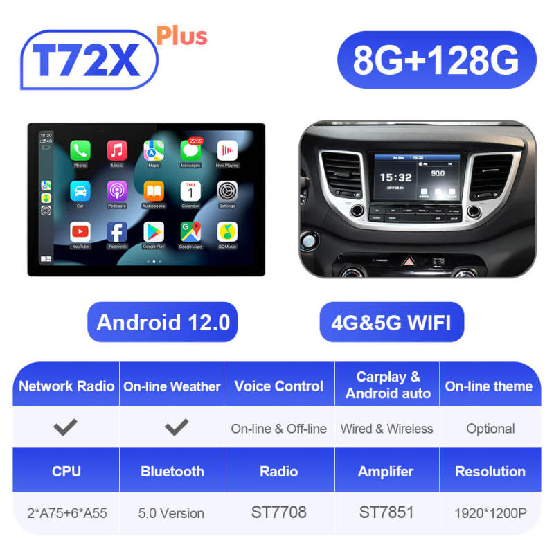 ISUDAR 2K 13.1'' Android Car Multimedia Radio Player For Hyundai/Tucson 3 2015-2018 Carplay