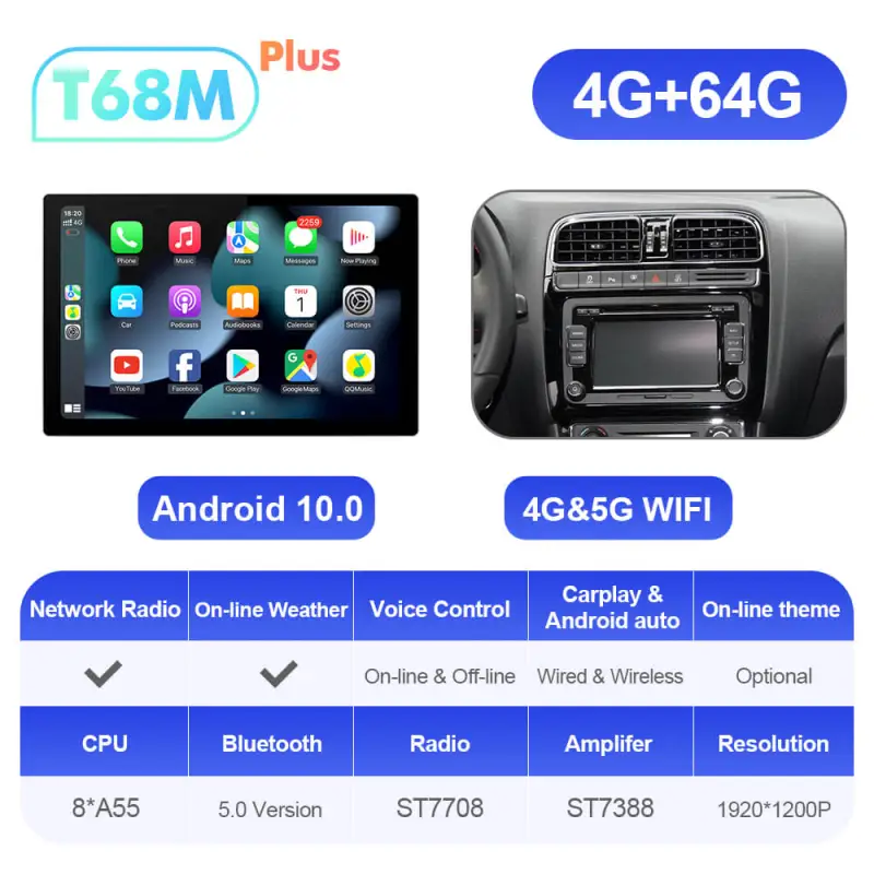 ISUDAR 2K 13.1 Inch 8 Core Android 10 Car Radio For VW/Volkswagen/POLO Sedan 2009-2017