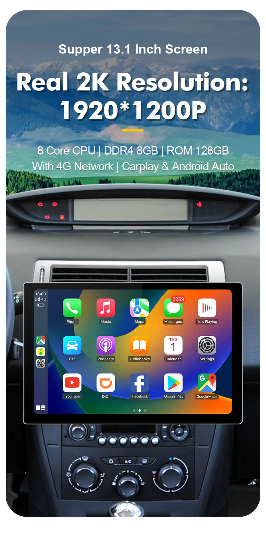 ISUDAR T72 QLED Android 10 Car Radio For Citroen C4 C-Triomphe C