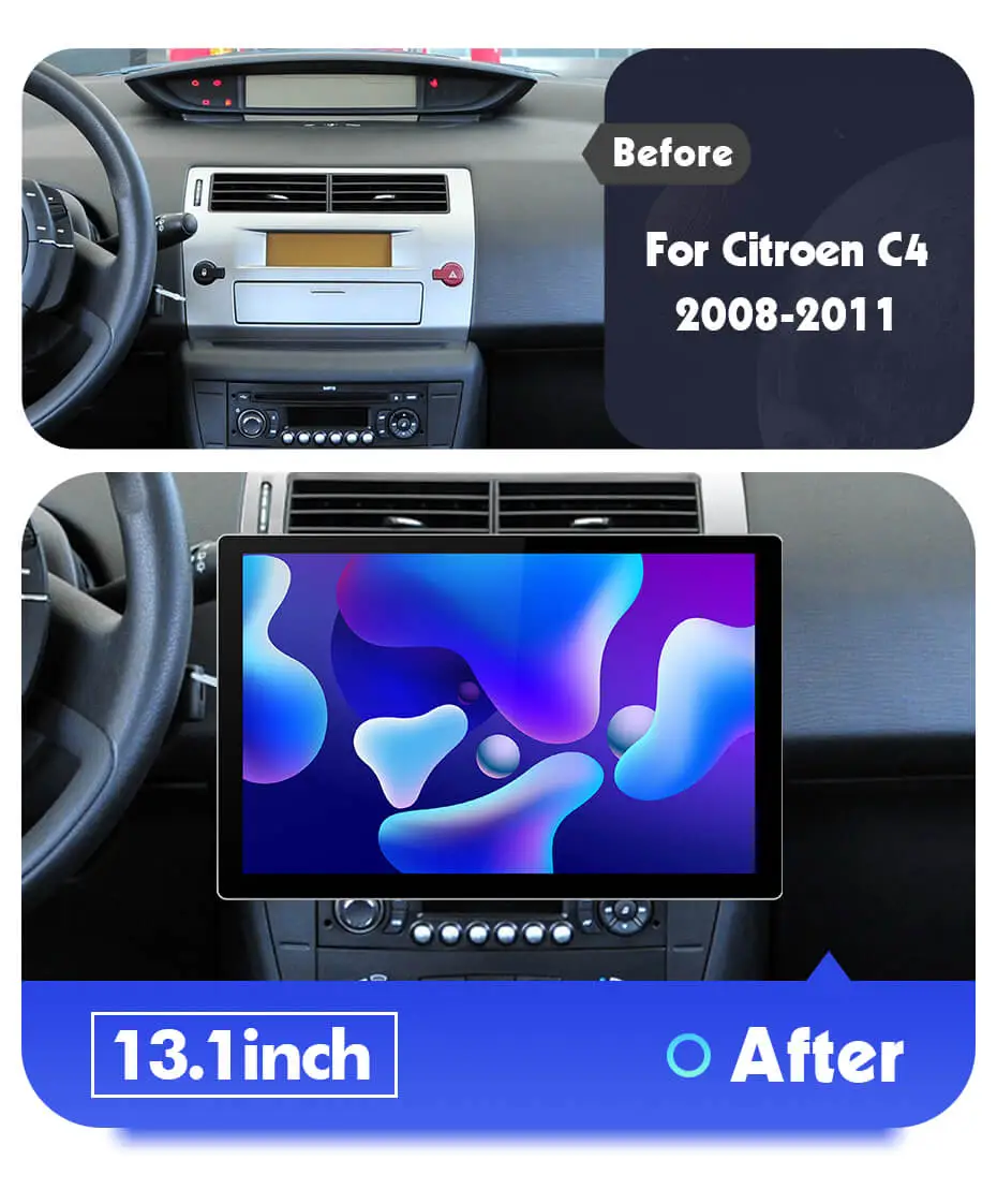 ISUDAR 2K 13.1'' Android 10 Car Multimedia Radio Player Navi For Citroen C4  C-Triomphe C-Quatre 2004-2009