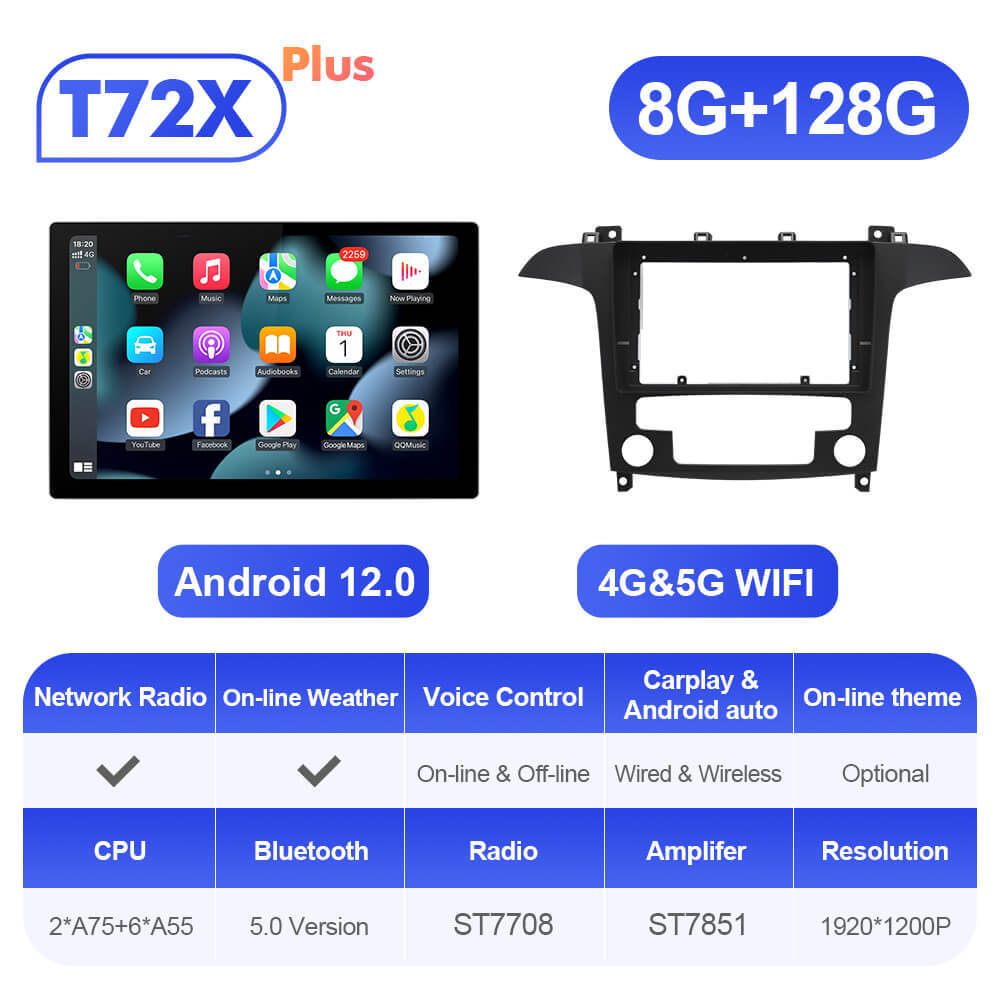 ISUDAR 13.1'' T72/T68 Car Multimedia Radio Carplay Player For Ford S-Max S Max 2006-2015