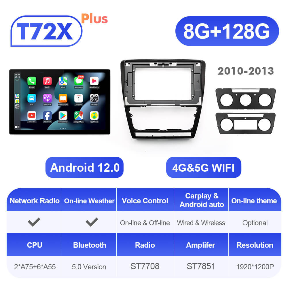 ISUDAR 13.1'' Android 10 Car Multimedia Radio Carplay Player For Skoda Octavia A5 2009 2010 2012 2013