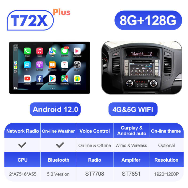 ISUDAR 2K 13.1'' Android Car Multimedia Radio Player For Mitsubishi/Pajero 2006-2014