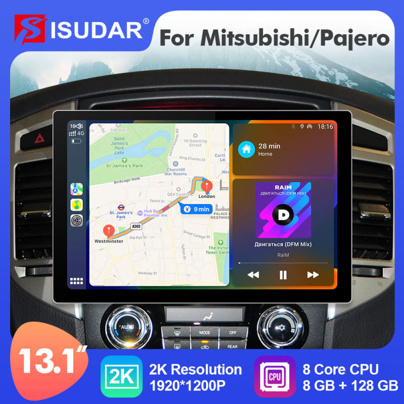 ISUDAR 2K 13.1'' Android Car Multimedia Radio Player For Mitsubishi/Pajero 2006-2014