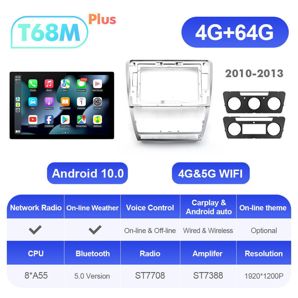 ISUDAR 13.1'' Android 10 Car Multimedia Radio Carplay Player For Skoda Octavia A5 2009 2010 2012 2013