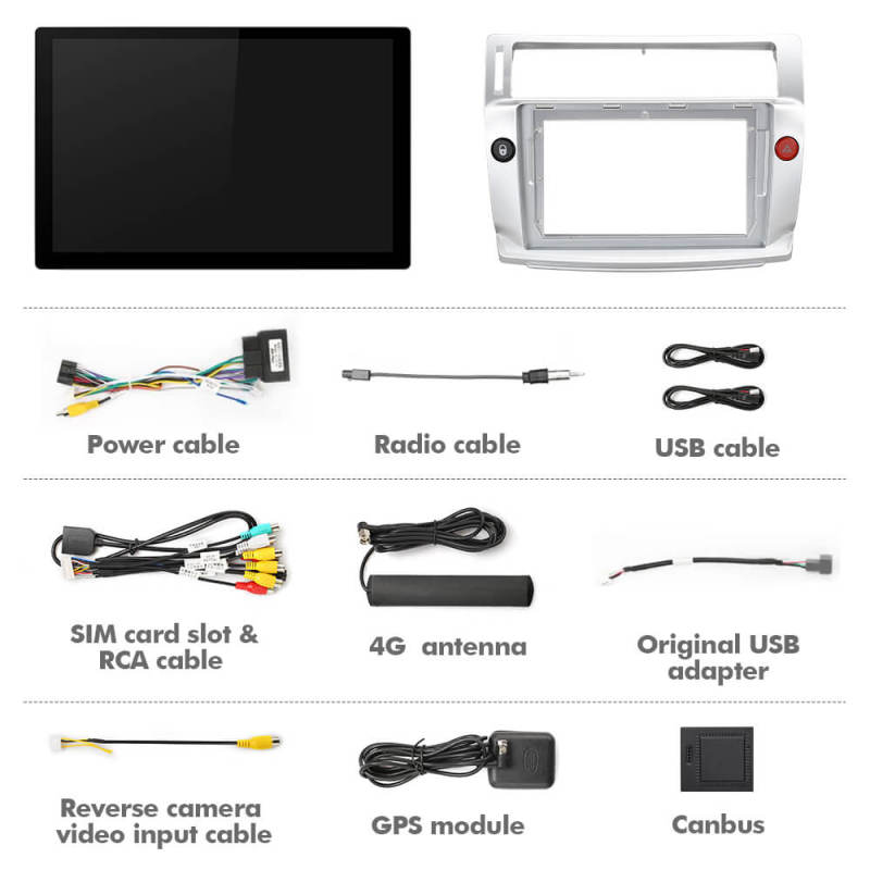 ISUDAR 2K 13.1'' Android 10 Car Multimedia Radio Player Navi For Citroen C4 C-Triomphe C-Quatre 2004-2009