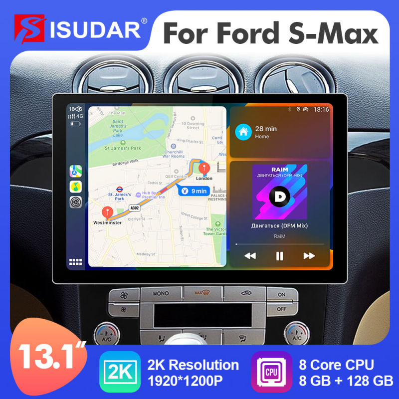 ISUDAR 13.1'' T72/T68 Car Multimedia Radio Carplay Player For Ford S-Max S Max 2006-2015