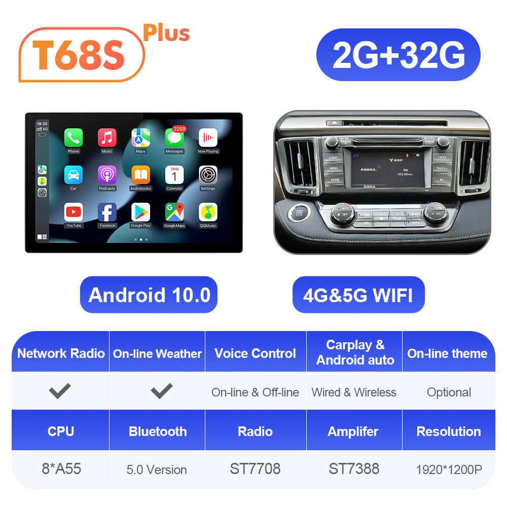 ISUDAR 2K 13.1'' 8 Core Car Multimedia Radio Player For Toyota RAV4 4 XA40 5 XA50 2012-2018