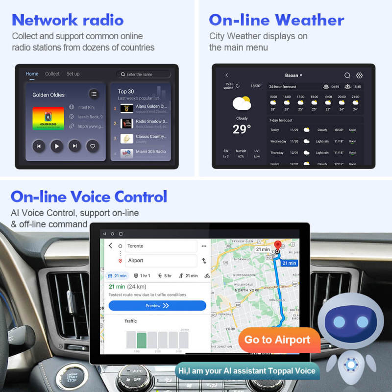 ISUDAR 2K 13.1'' 8 Core Car Multimedia Radio Player For Toyota RAV4 4 XA40 5 XA50 2012-2018