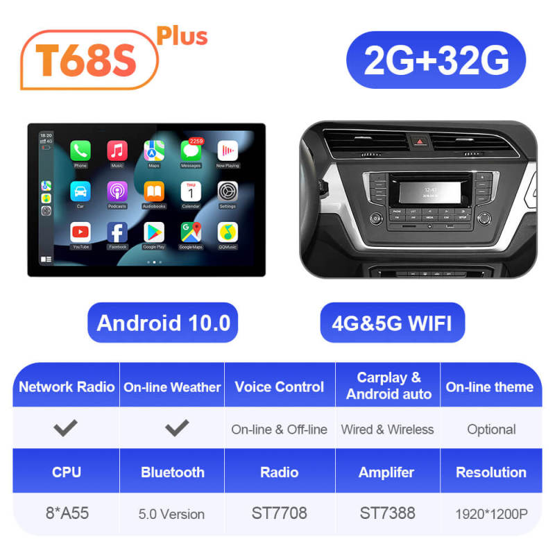 ISUDAR 2K 13.1 Inch 8 Core Android 10 Car Radio For VW/Volkswagen/TOURAN 2016 2017 2018-