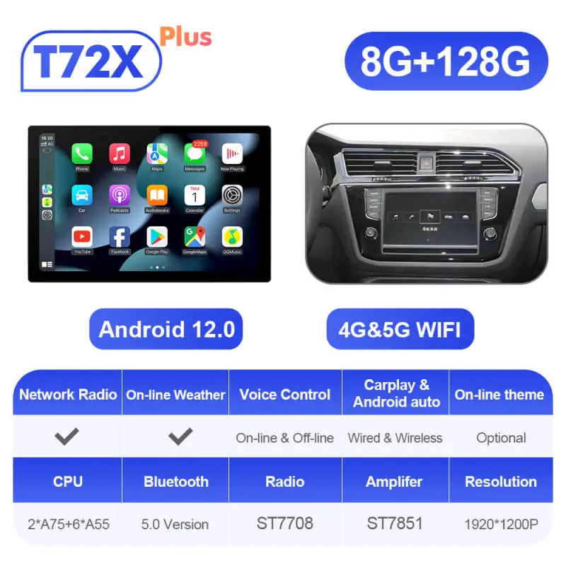 ISUDAR 2K 13.1 Inch Sim Card Android 10 Car Radio For VW/Volkswagen/Tiguan 2017-2019