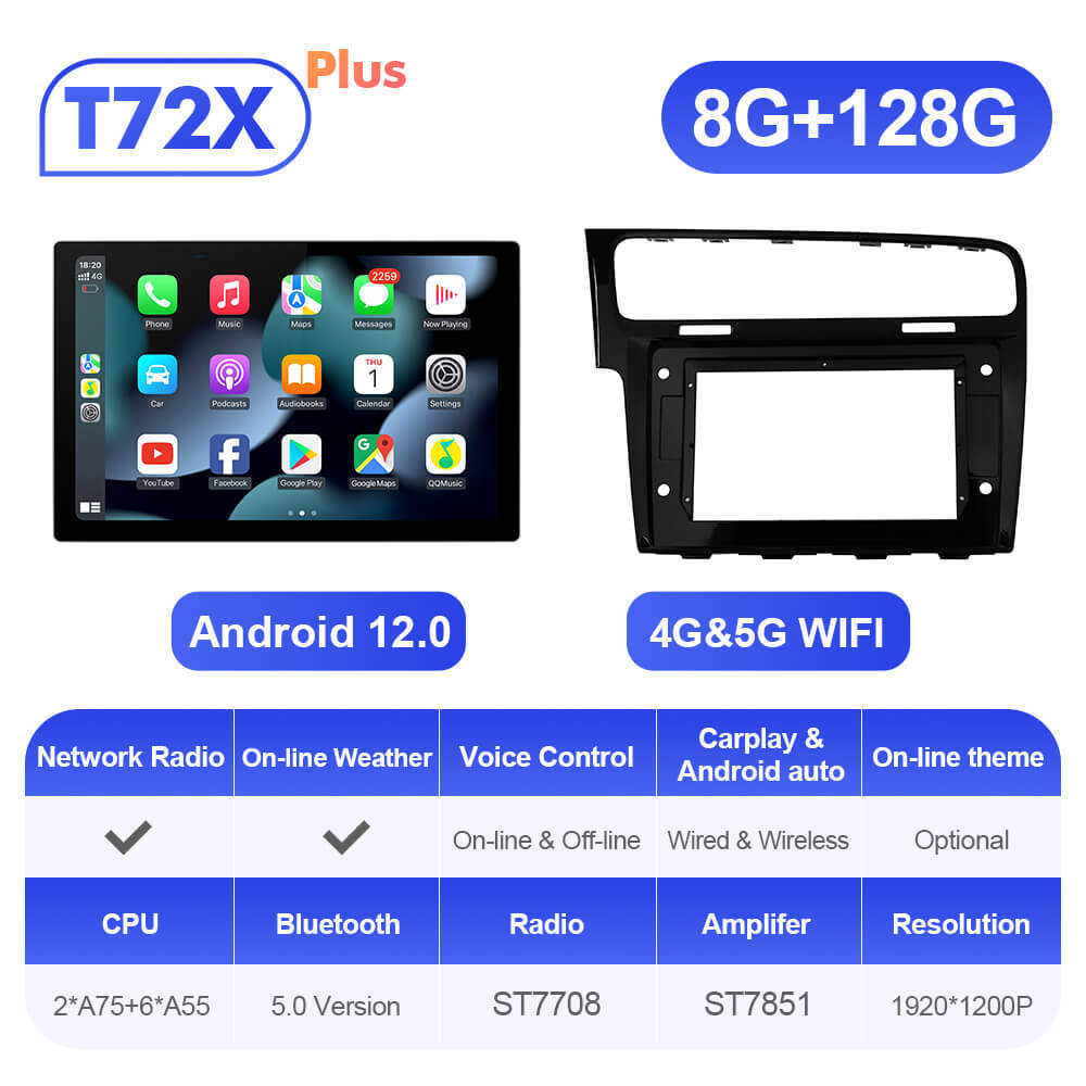 ISUDAR 2K 13.1 Inch Sim Card Android 10 Car Radio For VW/Volkswagen/Golf 7 2013- wireless carplay