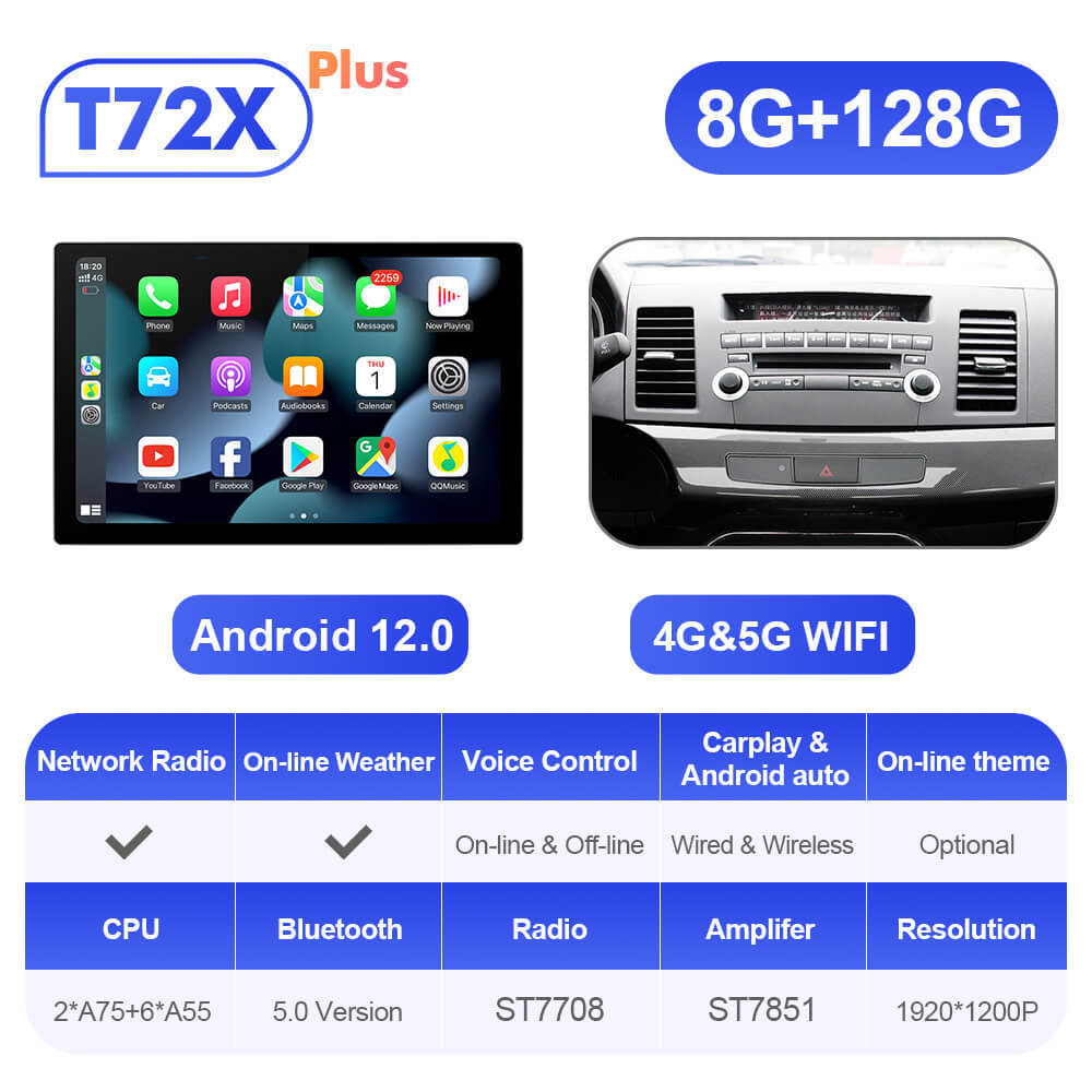 ISUDAR 2K 13.1'' Android 10 Car Multimedia Radio Player For Mitsubishi Lancer 2007 - 2013 Carplay