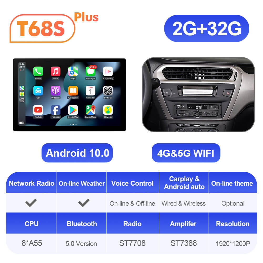 ISUDAR 2K 13.1 Inch 8 Core Android 10 Car Radio For Citroen/Elysee/Peugeot 301 2013 2014-