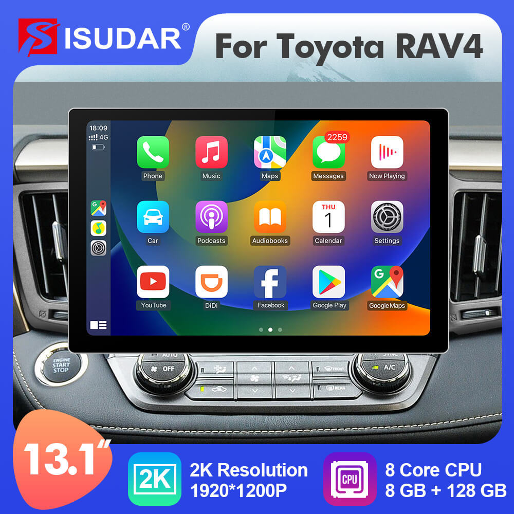 ISUDAR 2K 13.1'' 8 Core Car Multimedia Radio Player For Toyota RAV4 4 XA40 5 XA50 2012-2018