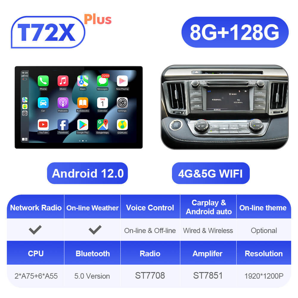 ISUDAR 2K 13.1'' 8 Core Car Multimedia Radio Player For Toyota RAV4 4 XA40 5 XA50 2012-2018