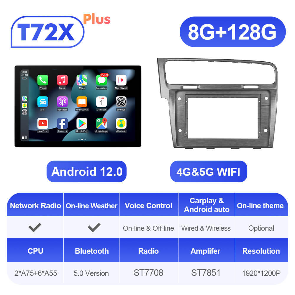 ISUDAR 2K 13.1 Inch Sim Card Android 10 Car Radio For VW/Volkswagen/Golf 7 2013- wireless carplay