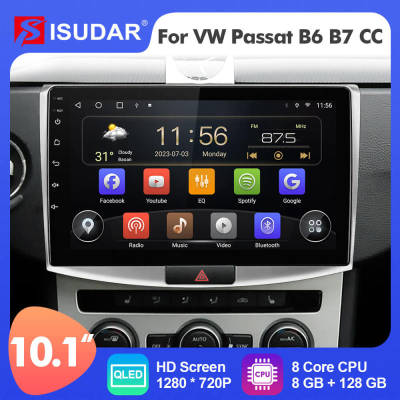 T72 QLED Android Auto 10” Car Radio For VW/Volkswagen/Passat B6 B7 wireless carplay