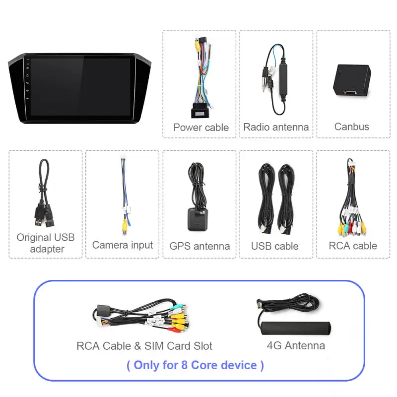 T72 Upgraded Android 12 Auto radio Wireless Carplay For VW/Volkswagen Passat B8 2015-
