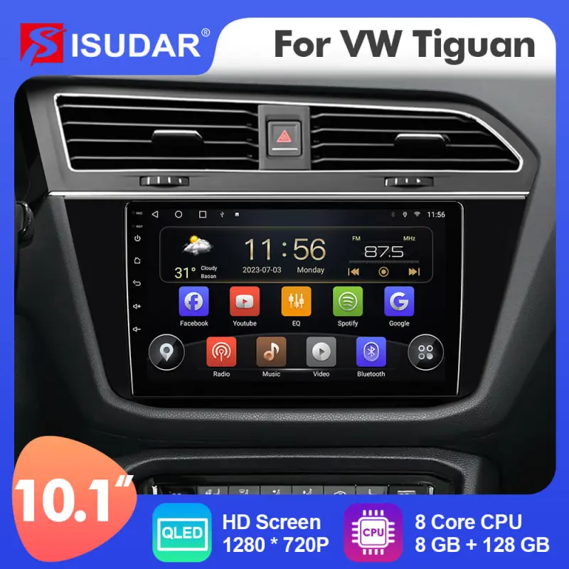 T72 Upgraded Android 12 Auto radio 8 Core 4G Sim card For VW/Volkswagen/Tiguan 2017-2019