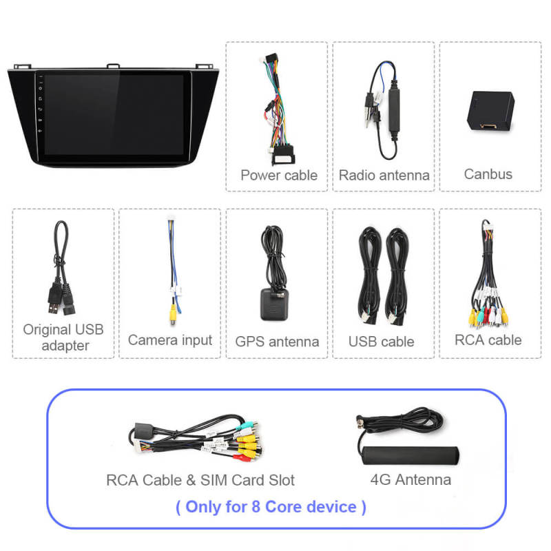 T72 Upgraded Android 12 Auto radio 8 Core 4G Sim card For VW/Volkswagen/Tiguan 2017-2019