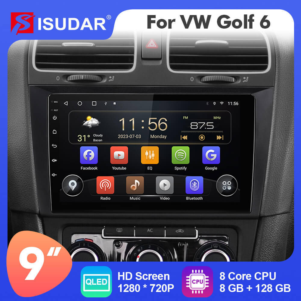 T72 QLED Wireless Carplay 10” Car Radio For Volkswagen VW Golf 6 2008-2016 Multimedia Player