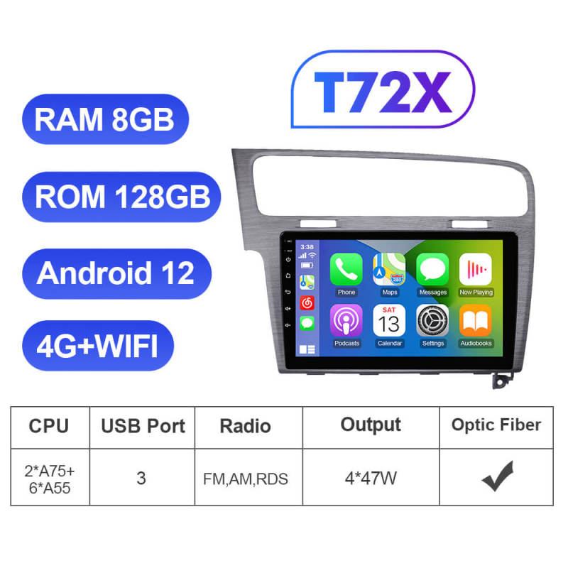 T72 QLED Wireless Carplay 10” Car Radio For VW/Volkswagen/Golf 7 2013-