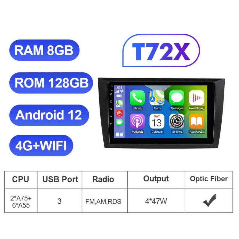 T72 QLED Wireless Carplay 10” Car Radio For Volkswagen VW Golf 6 2008-2016 Multimedia Player