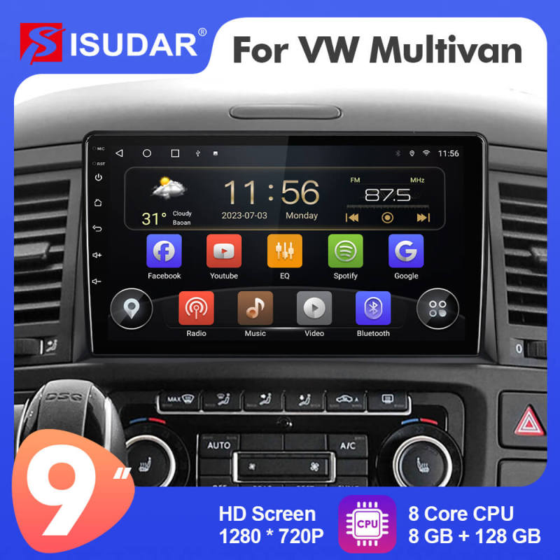 NEW UPGRADE! T72 9 inch 1280*720P Car Radio Multimedia For Volkswagen VW Transporter Multivan T5 Caravel