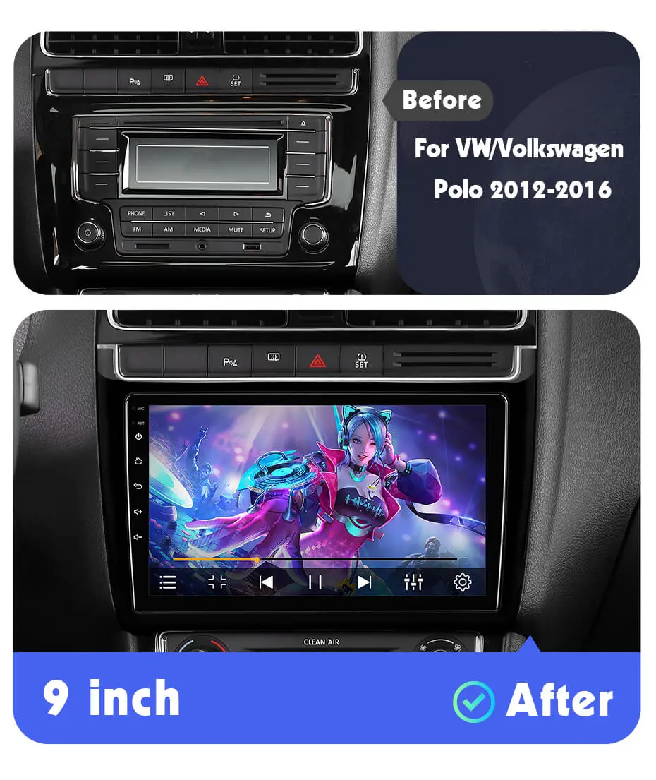 T72 Android Auto 9 inch radio wireless carplay RDS For VW/Volkswagen/POLO  Sedan 2009-2017