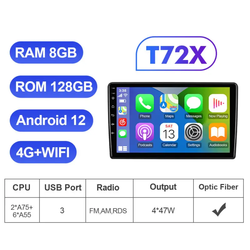 T72 QLED Car Radio Multimedia Player stereo For VW/Volkswagen/Touareg/Transporter T5