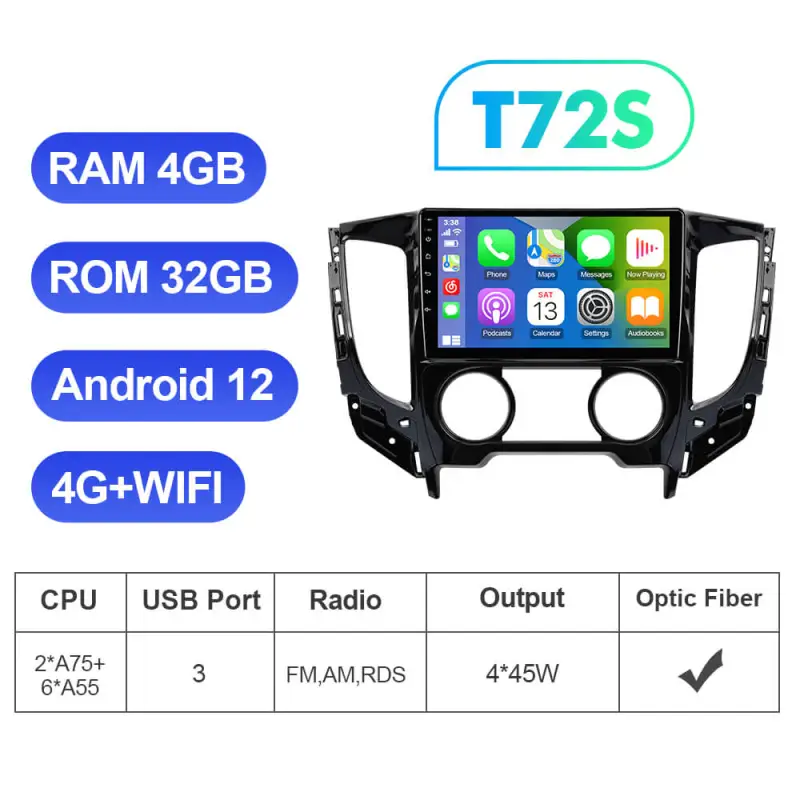 T72 Android 12 8 Core Car Radio Player For Mitsubishi Triton 2017-2022 Mirror Link Carplay
