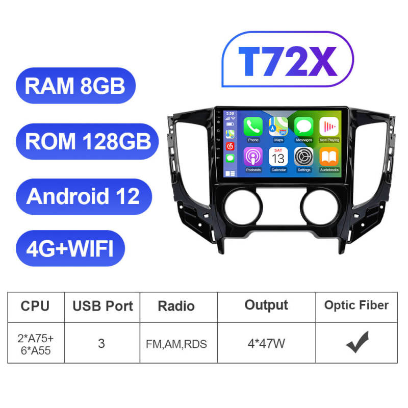 T72 Android 12 8 Core Car Radio Player For Mitsubishi Triton 2017-2022 Mirror Link Carplay