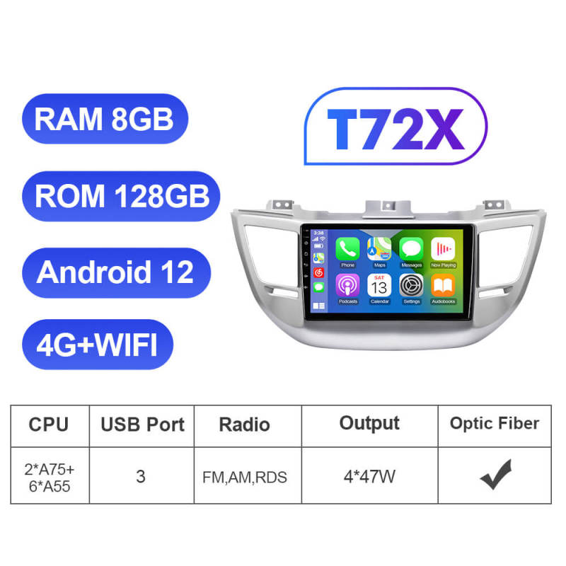 T72 Android 12 Car Radio 9" Player Navigation Multimedia For Hyundai/Tucson 3 2015-2018 4G