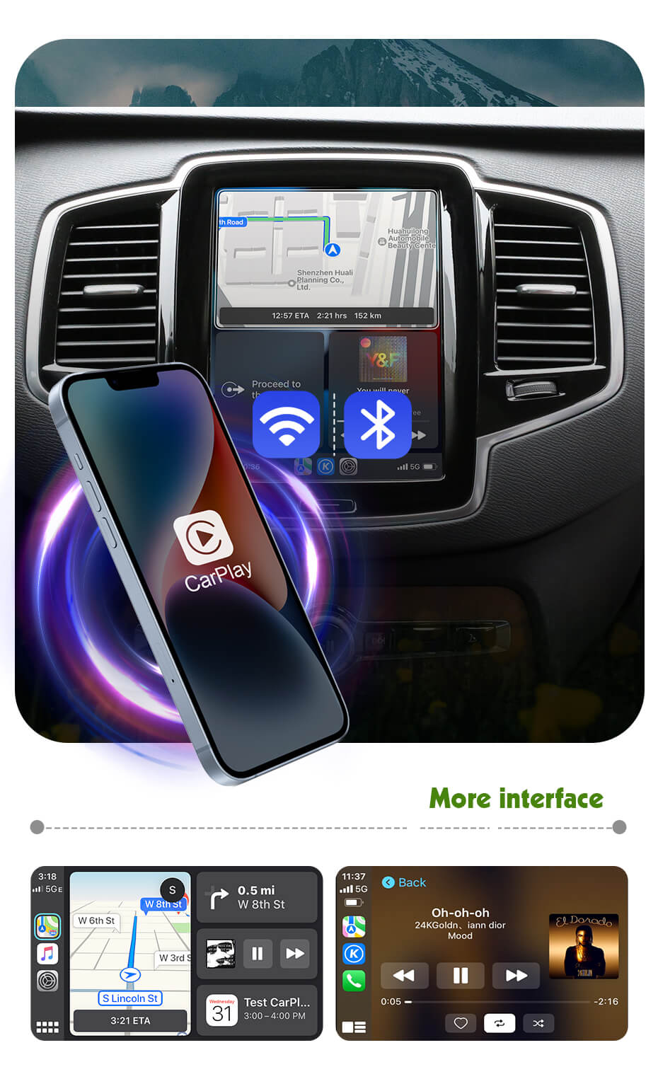 Wireless Apple Carplay Android Auto Module Car AI Box For Volvo