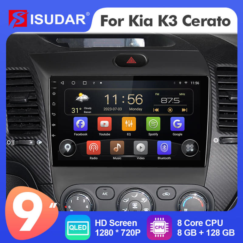 ISUDAR T72 QLED Android 12 Car Radio For Kia/K3/Cerato FORTE 2013-2017