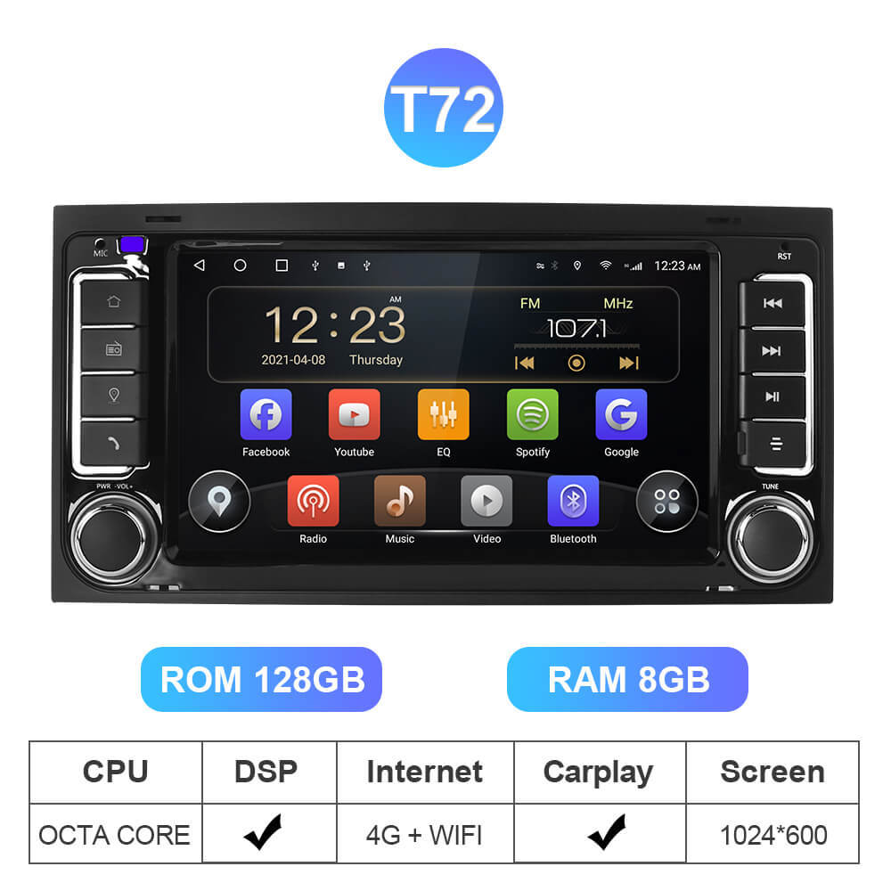 Isudar Android 10 Car Radio Multimedia GPS For VW/Volkswagen/Touareg/Transporter T5