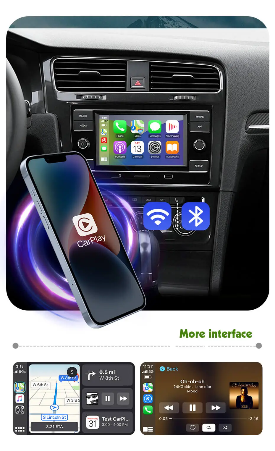 CarlinKit 5.0 & CarlinKit 4.0 Wireless CarPlay Android Auto  Music  Spotify Auto For Audi Golf Peugeot Mercedes volkswagen