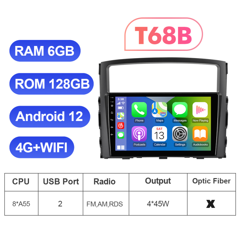 T72 Android 12 Car radio 8 Core RAM 8G DVR For Mitsubishi/Pajero 2006-2014