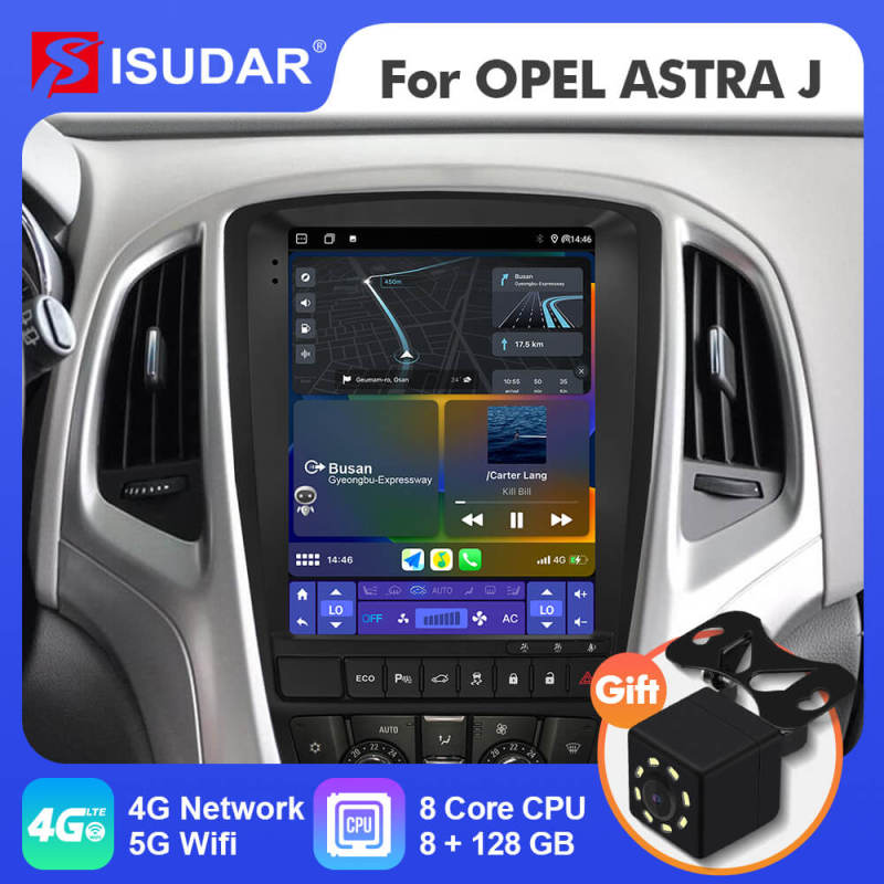 ISUDAR Android 12 Tesla style Car Radio for Opel Astra J Verano Vauxhall 2007-2014 Multimedia Player