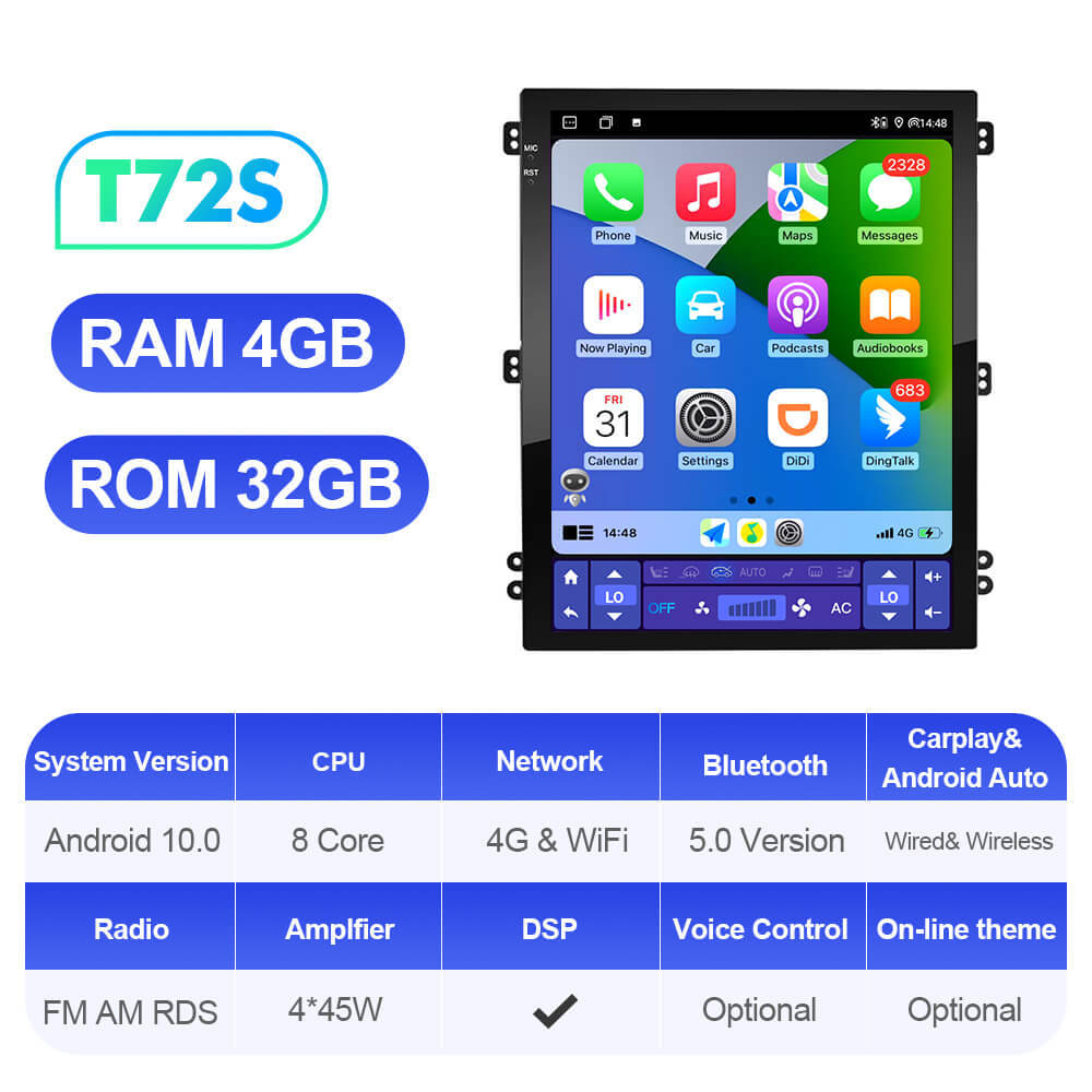 ISUDAR Android 12 Tesla style Car Radio For Toyota Land Cruiser Prado 120 2002-2009 Multimedia Player