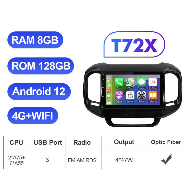 For  Fiat Toro 2017- T72 8 Core Android 12 Car Radio Carplay