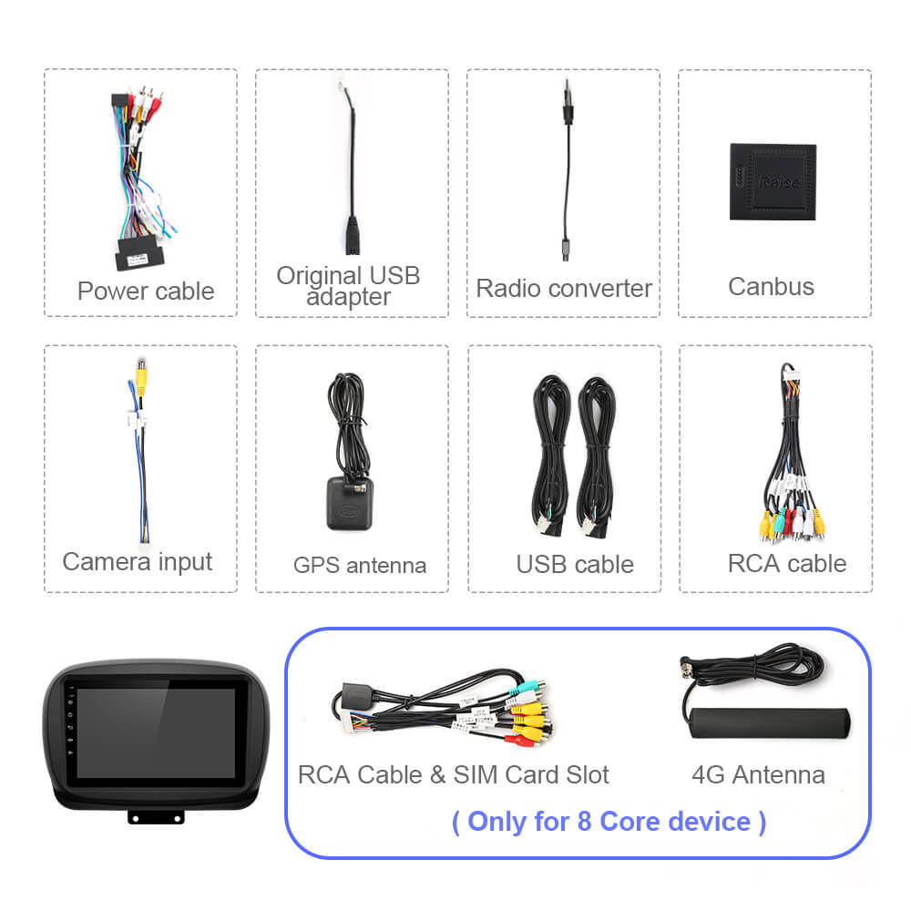 For Fiat 500X 2014-2019 Android 8 Core Car Radio Stereo DVD auto navi multimedia 9 inch Voice Command