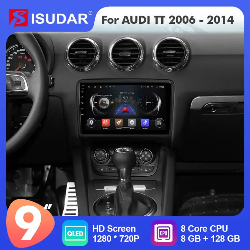 ISUDAR For Audi TT 2006-2014 Android 12 8 Core Car Multimedia RDS Stereo Player QLED HD Screen