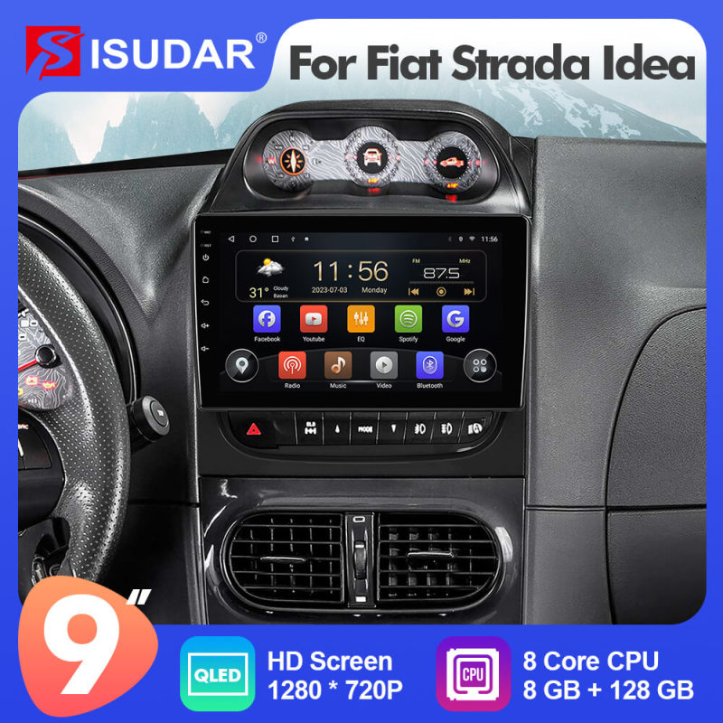 Android Car Radio For Fiat Strada Idea 2012-2016 QLED Screen Car RDS multimedia player stereo