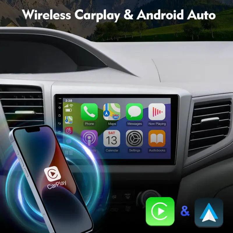 ISUDAR T72 Android 12 Car Radio 9'' For Honda Civic 2012 2013 2014 2015 Wireless Carplay