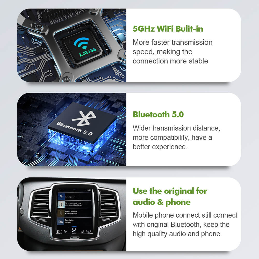 ISUDAR Upgraded  Full Vertical Screen Apple Carplay AA Kit Module for Volvo XC90/XC60/XC40/S90/S60/V60 Seamless Connectivity