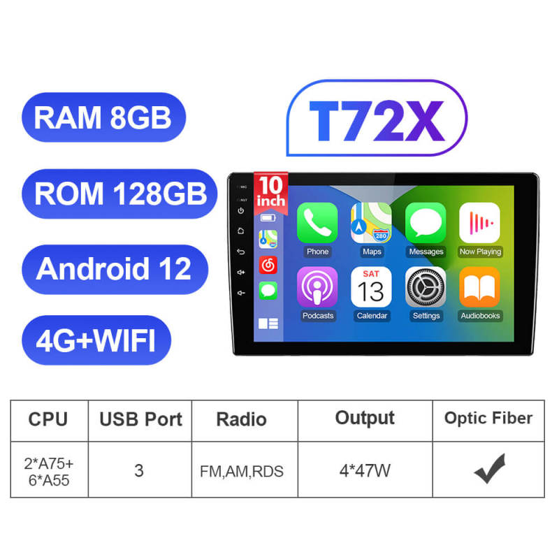 9inch 10inch 13.1 inch T72 universal Car Multimedia Player Android 12 Radio Stereo Navigation