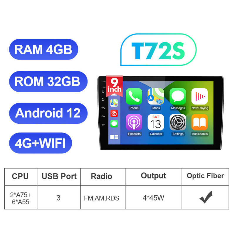 9inch 10inch 13.1 inch T72 universal Car Multimedia Player Android 12 Radio Stereo Navigation